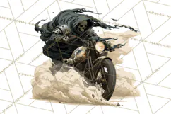 Heavy Metal Skeleton Biker Clipart, Halloween Motorcycles Product Image 2