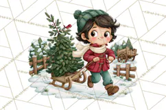 Christmas Tree Farm PNG Clipart, Santa & Elf Characters Product Image 2
