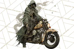 Heavy Metal Skeleton Biker Clipart, Halloween Motorcycles Product Image 3