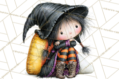 Sweet Little Witches PNG, Cute Halloween Witch Clip Art Product Image 3