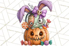 Cute Zombie Bunnies PNG Clipart, Halloween Animals Product Image 4