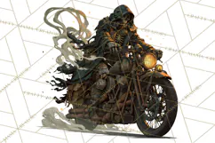 Heavy Metal Skeleton Biker Clipart, Halloween Motorcycles Product Image 4