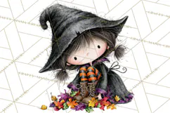 Sweet Little Witches PNG, Cute Halloween Witch Clip Art Product Image 4