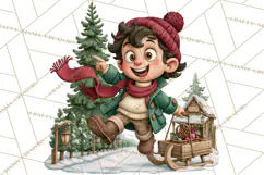 Christmas Tree Farm PNG Clipart, Santa & Elf Characters Product Image 4