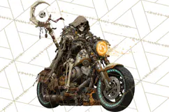 Heavy Metal Skeleton Biker Clipart, Halloween Motorcycles Product Image 5