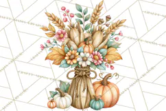 Autumn Village Clipart PNG, Cozy Fall Cottage Town Product Image 5
