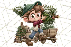 Christmas Tree Farm PNG Clipart, Santa & Elf Characters Product Image 5
