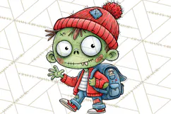 Halloween School Clipart Creepy Cute Monster Students PNG Product Image 5