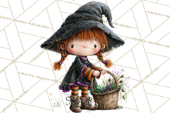 Sweet Little Witches PNG, Cute Halloween Witch Clip Art Product Image 2