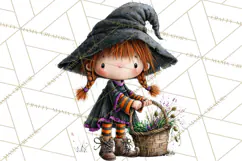 Sweet Little Witches PNG, Cute Halloween Witch Clip Art Product Image 2
