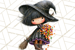Sweet Little Witches PNG, Cute Halloween Witch Clip Art Product Image 3
