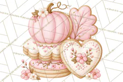 Pink Autumn Cookies Clipart PNG Product Image 4