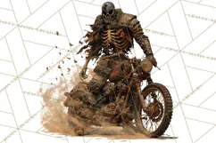 Heavy Metal Skeleton Biker Clipart, Halloween Motorcycles Product Image 4