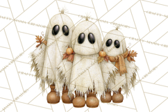 Frayed Fall Ghosts PNG Cozy Autumn Ghost Clipart Product Image 5