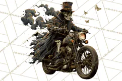 Heavy Metal Skeleton Biker Clipart, Halloween Motorcycles Product Image 5