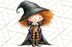 Sweet Little Witches PNG, Cute Halloween Witch Clip Art Product Image 2