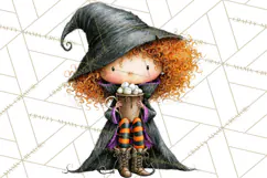 Sweet Little Witches PNG, Cute Halloween Witch Clip Art Product Image 2