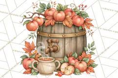 Autumn Village Clipart PNG, Cozy Fall Cottage Town Product Image 2