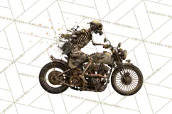 Heavy Metal Skeleton Biker Clipart, Halloween Motorcycles Product Image 2