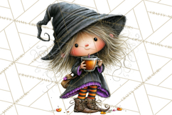 Sweet Little Witches PNG, Cute Halloween Witch Clip Art Product Image 2