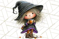 Sweet Little Witches PNG, Cute Halloween Witch Clip Art Product Image 2