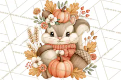 Fall Animals Clipart PNG, Autumn Floral Designs Product Image 2