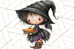 Sweet Little Witches PNG, Cute Halloween Witch Clip Art Product Image 3