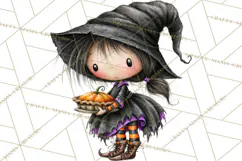 Sweet Little Witches PNG, Cute Halloween Witch Clip Art Product Image 3