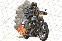 Heavy Metal Skeleton Biker Clipart, Halloween Motorcycles Product Image 3