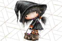 Sweet Little Witches PNG, Cute Halloween Witch Clip Art Product Image 4