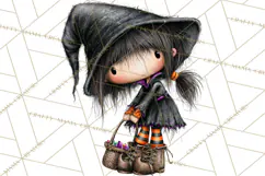 Sweet Little Witches PNG, Cute Halloween Witch Clip Art Product Image 4