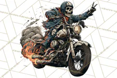 Heavy Metal Skeleton Biker Clipart, Halloween Motorcycles Product Image 4