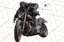 Heavy Metal Skeleton Biker Clipart, Halloween Motorcycles Product Image 5