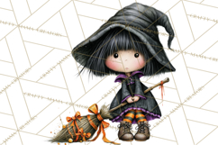 Sweet Little Witches PNG, Cute Halloween Witch Clip Art Product Image 5