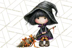Sweet Little Witches PNG, Cute Halloween Witch Clip Art Product Image 5