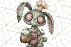 Cute Zombie Bunnies PNG Clipart, Halloween Animals Product Image 5