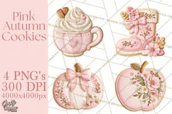 Pink Autumn Cookies Clipart PNG Product Image 1