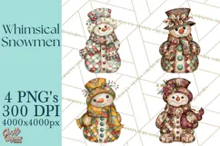 Whimsical Christmas Snowman Clipart PNG Product Image 1