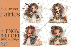 Midnight Halloween Fairy World PNG, Fall Fairies Product Image 1