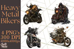 Heavy Metal Skeleton Biker Clipart, Halloween Motorcycles Product Image 1