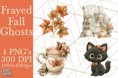 Frayed Fall Ghosts PNG Cozy Autumn Ghost Clipart Product Image 1