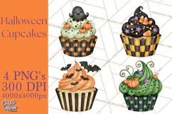 Halloween Cupcake Clipart PNG, Halloween Sweet Treats Product Image 1