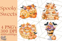Spooky Halloween Desserts Clipart PNG Product Image 1
