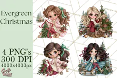 Christmas Tree Farm PNG Clipart, Santa & Elf Characters Product Image 1