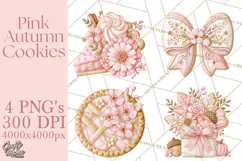 Pink Autumn Cookies Clipart PNG Product Image 1