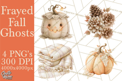 Frayed Fall Ghosts PNG Cozy Autumn Ghost Clipart Product Image 1