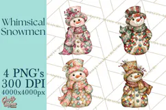 Whimsical Christmas Snowman Clipart PNG Product Image 1
