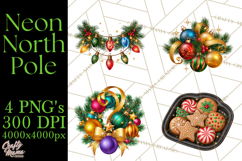 Neon North Pole PNG Christmas Clipart Product Image 1