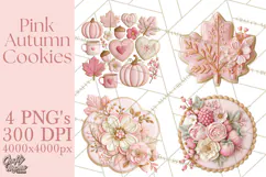 Pink Autumn Cookies Clipart PNG Product Image 1