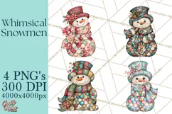 Whimsical Christmas Snowman Clipart PNG Product Image 1